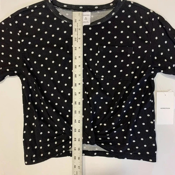 Nordstroms Kids' Knot Front Short Sleeve T-shirt Ivory Americana Dot Size 8 NWT - Picture 11 of 12